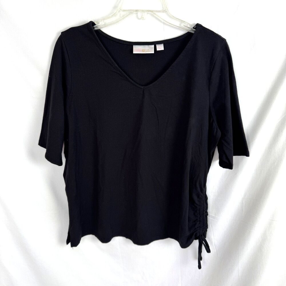 Belle by Kim Gravel Women's Top Size Large Black Short Sleeves